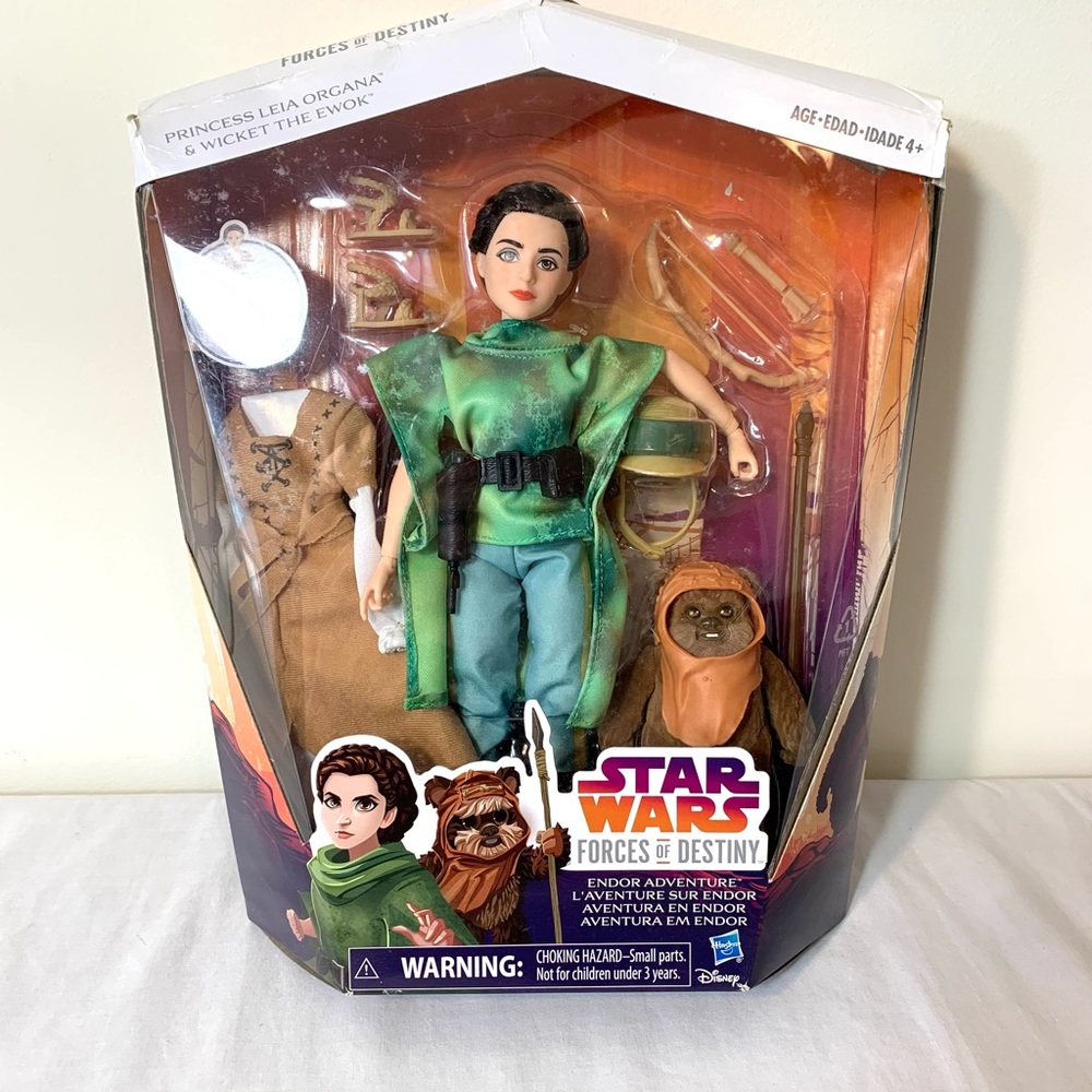 Princess Leia & Ewok Wicket Forces of Destiny Ensor Adventure figurine new